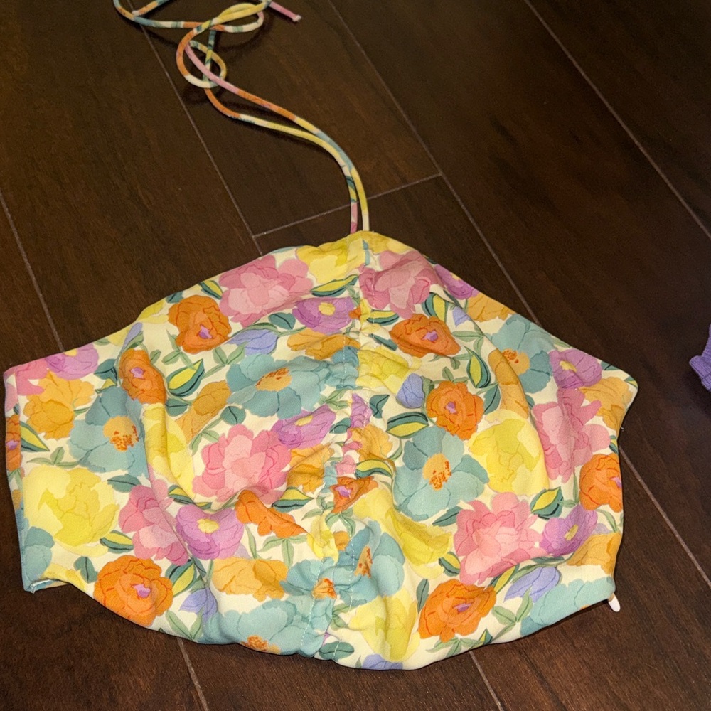 Floral Halter Crop Top in Pastel Multi